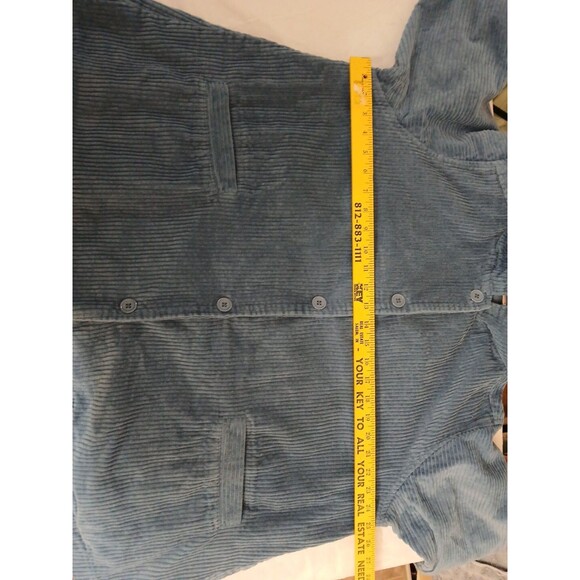 CW Classics Shacket Sz XL Corduroy Wide Wale Blue pleated back Oversized Buttons - Picture 5 of 12